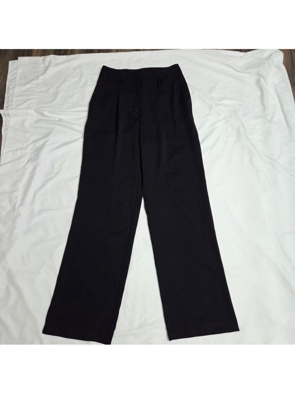 Vero Moda Black High Waisted Wide Leg Pleated Trousers Size 6